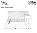 Base'N Bench® 30 In x 60 In Single Curb Shower Pan with Left Drain, Linear Brushed Nickel Drain Grate, and Bench