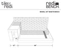 Base'N Bench® 48 In x 60 In Single Curb Shower Pan with Right Drain, Linear Matte Black Drain Grate, and Bench