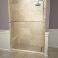Base'N Bench® 42 In x 60 In Single Curb Shower Pan with Right Drain, Linear Brushed Nickel Drain Grate, and Bench