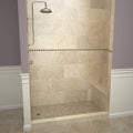 Base'N Bench 60 in. L x 42 in. W Alcove Shower Pan Base and Bench with Left Drain and Polished Chrome Drain Plate