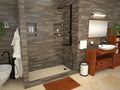 Redi Base® 30 In x 48 In Single Curb Shower Pan with Right Drain and Round Matte Black Drain Grate