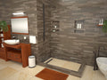 Redi Trench® 42 In x 48 In Right Dual Curb Corner Shower Pan with Left Drain and Linear Oil Rubbed Bronze Drain Grate