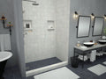 Redi Base® 30 In x 60 In Single Curb Shower Pan with Left Drain 13 In from Back Wall and Round Brushed Nickel Drain Grate