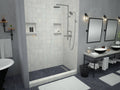Redi Trench® 37 In x 60 In Single Curb Shower Pan with Right Drain and Linear Brushed Nickel Drain Grate