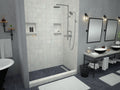 30 inch D x 54 inch W, Fully Integrated Shower Pan with Right PVC Drain, Right Trench with Brushed Nickel Solid Surface Grate