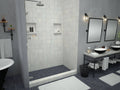 Redi Base® 31 In x 60 In Single Curb Shower Pan with Left Drain 13 In from Back Wall and Round Polished Chrome Drain Grate