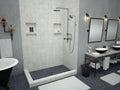 Wonder Drain® Left Double Curb Shower Pan With Tileable Center Drain, 36″D x 48″W