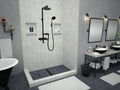 Redi Trench® Double Curb Shower Pan With Center Trench Drain & Matte Black Designer Grate, 34"D x 60"W