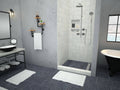 Redi Trench® 48 In x 48 In Single Curb Shower Pan with Right Drain and Linear Solid Brushed Nickel Drain Grate