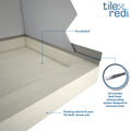Base'N Bench® 30 In x 60 In Single Curb Shower Pan with Left Drain, Linear Brushed Nickel Drain Grate, and Bench