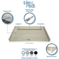 Redi Trench® 36 In x 60 In Barrier Free Shower Pan with Back Drain and Linear Brushed Nickel Drain Grate