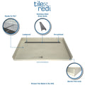 Redi Trench® 33 In x 60 In Barrier Free Shower Pan with Back Drain and Linear Tileable Drain Grate