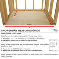 Redi Base® 30 In x 60 In Single Curb Shower Pan with Left Drain 13 In from Back Wall and Round Matte Black Drain Grate