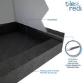 Base'N Bench® 36 In x 48 In Single Curb Shower Pan with Center Drain, Square Tileable Drain Grate, and Bench