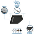 Redi Neo® Neo Angle Shower Pan With Linear Drain & Matte Black Designer Grate, 36″D x 36″W