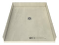Redi Free® 48 In x 37 In Barrier Free Shower Pan with Center Drain and Round Polished Chrome Drain Grate