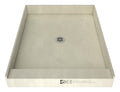 Redi Base® 48 In x 37 In Single Curb Shower Pan with Center Drain and Round Polished Chrome Drain Grate