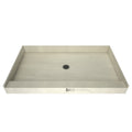 42 inch D x 48 inch W, Fully Integrated Shower Pan with Center PVC Drain in Brushed Nickel