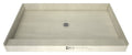 Redi Base® 30 In x 60 In Single Curb Shower Pan with Center Drain and Round Polished Chrome Drain Grate