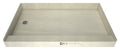 Redi Base® 34 In x 60 In Single Curb Shower Pan with Left Drain and Round Polished Chrome Drain Grate