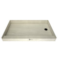 Redi Base® 30 In x 54 In Single Curb Shower Pan with Right Drain and Round Matte Black Drain Grate