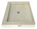 Redi Base® Left Double Curb Shower Pan With Center Drain, 42″D x 36″W