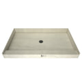 Redi Base® 36 In x 66 In Single Curb Shower Pan with Center Drain and Round Brushed Nickel Drain Grate