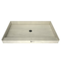 48 inch D x 60 inch W, Fully Integrated Shower Pan with PVC Center located 22 inches from Outside Splash Wall and 30 inches from Side Splash Wall Curb Width 4.5, Curb Height 4.5 in Brushed Nickel