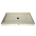 Redi Base® 32 In x 36 In Single Curb Shower Pan with Center Drain and Round Matte Black Drain Grate