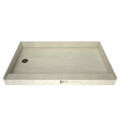 Base'N Bench 60 in. L x 42 in. W Alcove Shower Pan Base and Bench with Left Drain and Brushed Nickel Drain Plate