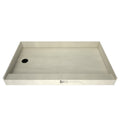 Redi Base® 48 In x 60 In Single Curb Shower Pan with Left Drain and Round Matte Black Drain Grate