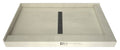 Redi Trench 34 In x 60 In Dual Right Threshold Shower Base with Center Drain and Brushed Nickel Trench Grate