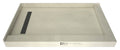 Redi Trench® 36 In x 72 In Right Dual Curb Corner Shower Pan with Left Drain and Linear Brushed Nickel Drain Grate