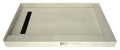 Redi Trench® 48 In x 72 In Right Dual Curb Corner Shower Pan with Left Drain and Linear Matte Black Drain Grate