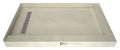Redi Trench® 36 In x 72 In Right Dual Curb Corner Shower Pan with Left Drain and Linear Polished Chrome Drain Grate