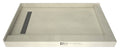 Redi Trench® 36 In x 72 In Right Dual Curb Corner Shower Pan with Left Drain and Linear Solid Brushed Nickel Drain Grate