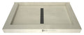 Redi Trench 34 In x 60 In Triple Threshold Shower Base with Center Drain and Brushed Nickel Trench Grate