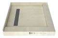 Redi Trench® 42 In x 42 In Right Dual Curb Corner Shower Pan with Left Drain and Linear Solid Brushed Nickel Drain Grate