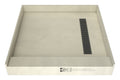 Redi Trench® 42 In x 42 In Single Curb Shower Pan with Right Drain and Linear Brushed Nickel Drain Grate