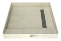 Redi Trench® 42 In x 42 In Single Curb Shower Pan with Right Drain and Linear Tileable Drain Grate
