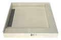 WonderFall Trench® 36 In x 36 In Right Dual Curb Corner Shower Pan with Left Drain and Linear Tileable Drain Grate