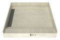 WonderFall Trench® 36 In x 36 In Single Curb Shower Pan with Left Drain and Linear Tileable Drain Grate
