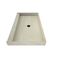 Redi Base® 32 In x 36 In Single Curb Shower Pan with Center Drain and Round Matte Black Drain Grate