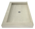 Redi Base® Triple Curb Shower Pan With Center Drain, 48″D x 60″W
