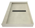 Redi Trench 34 In x 60 In Dual Left Threshold Shower Base with Center Drain and Matte Black Trench Grate