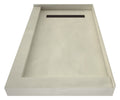Redi Trench® 42 In x 48 In Right Dual Curb Corner Shower Pan with Left Drain and Linear Oil Rubbed Bronze Drain Grate
