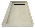 Redi Trench® 48 In x 60 In Single Curb Shower Pan with Left Drain and Linear Matte Black Drain Grate
