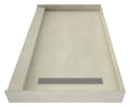 Redi Trench® 37 In x 60 In Single Curb Shower Pan with Right Drain and Linear Polished Chrome Drain Grate