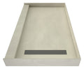 Redi Trench® 32 In x 48 In Single Curb Shower Pan with Right Drain and Linear Solid Brushed Nickel Drain Grate