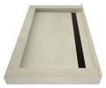 Redi Trench® 48 In x 72 In Triple Curb Shower Pan with Back Drain and Linear Oil Rubbed Bronze Drain Grate